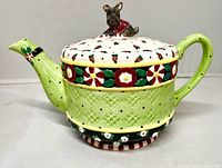 Left side view of Mary Engelbreit Scottie dog Christmas teapot