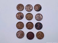 Obverse side of 12 Lincoln wheat cents