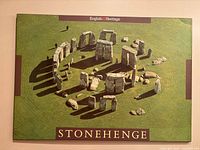 Front view of one Stonehenge mounted wall art poster showing the aerial photo and English Heritage stamp
