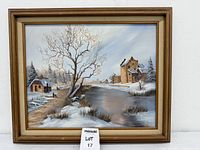 Front view of framed oil painting