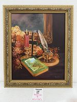 Full view of framed oil painting