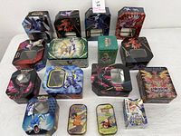 All tins displayed on table