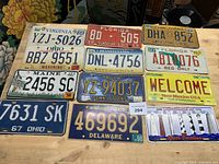 Group shot of 12 plates arranged on table