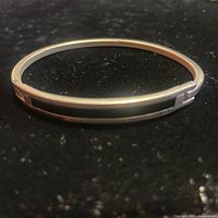 Full view of the silver bracelet with black onyx inlay on black background.