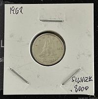 Reverse face of 1968 Canadian silver 10 cents coin featuring Bluenose schooner and silver content markings.