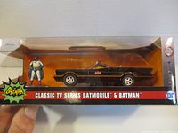 Front view of boxed Batmobile and Batman set