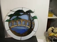 Full view of stained glass round suncatcher