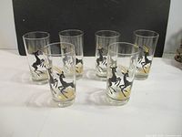 Front view of all six gazelle motif highball glasses
