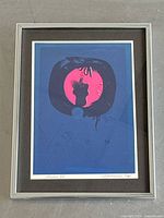 Full view of framed serigraph print showing abstract design