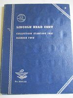 Blue folder cover with title 'Lincoln Head Cent Collection Starting 1941 Number Two' in gold.