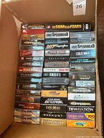 Overhead view of entire lot showing multiple rows of boxed PC game spines