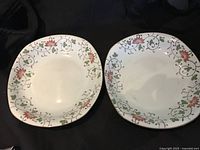 Top view showing both matching plates and floral design