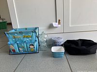 Full lot: organizer, glass coin bank, tin, pouch, dish