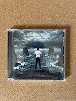 Front cover of The Amity Affliction CD album 'Let the Ocean Take Me' showing a man standing on rocks facing stormy ocean