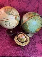 All three globes showing relative sizes and stands