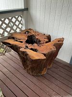 Natural wood trunk table base full view