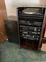 Full rack view showing all components and one floor speaker
