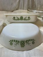 Oval casserole and large mixing bowl with green floral
