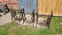 All three treadle bases arranged outdoors