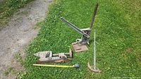 All tools: anvil vise, manual pipe bender with lever, shoe and rod