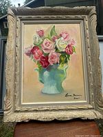 Full view of framed oil painting showing entire artwork and frame