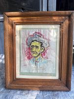 Framed William Srigley pastel portrait front view