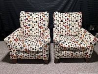Front view of both Lazy Boy recliners showing fabric pattern and overall design.