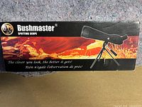 Box of Bushmaster spotting scope model 206060 with product image and branding
