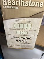 Box front showing Hearthstone Stoneware branding and set contents and sizes.
