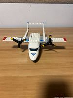 Front angled view of assembled LEGO ambulance plane