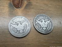 Obverse and reverse of both coins showing dates and designs