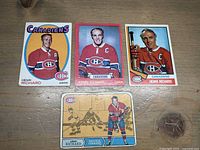 Group shot of four Henri Richard hockey cards