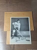 Photo of Maurice Richard photo positioned over original envelope