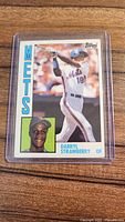 Front of 1984 Topps Darryl Strawberry rookie card in sleeve