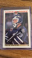 Front view of Felix Potvin Super Rookie card in sleeve