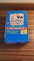 Closed blue Pro Set NFL 1991 Series I box top view
