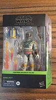 Front of sealed Black Series Boba Fett box showing figure and accessories
