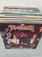 Front view showing The Pogues album at front of stack