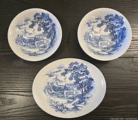 Top view of two bowls and platter showing pattern