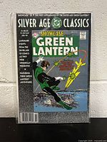 Photo of the comic book titled Silver Age Classics Showcase #22, first appearance of the Silver Age Green Lantern, sealed in protective plastic.