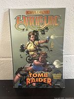 Front cover of Cauldron Witchblade featuring Tomb Raider graphic novel showing two female characters with guns.
