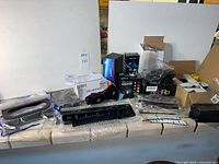 Overview of all LED lighting items on countertop