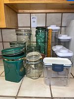 Group shot showing all canisters and jars