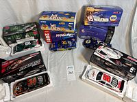 All five boxed cars and three cars removed for display