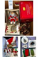 Overall lot view showing boxed items, plates and centerpiece