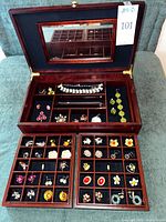 Open jewelry box showing all contents