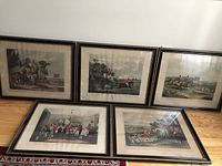 Group view of all five framed engravings