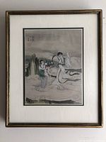 Full view of framed Chinese silk painting