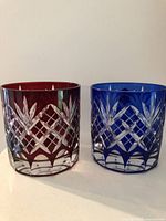 Front view of both tumblers showing colors and cut pattern