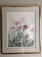 Full framed watercolor painting of tulips
